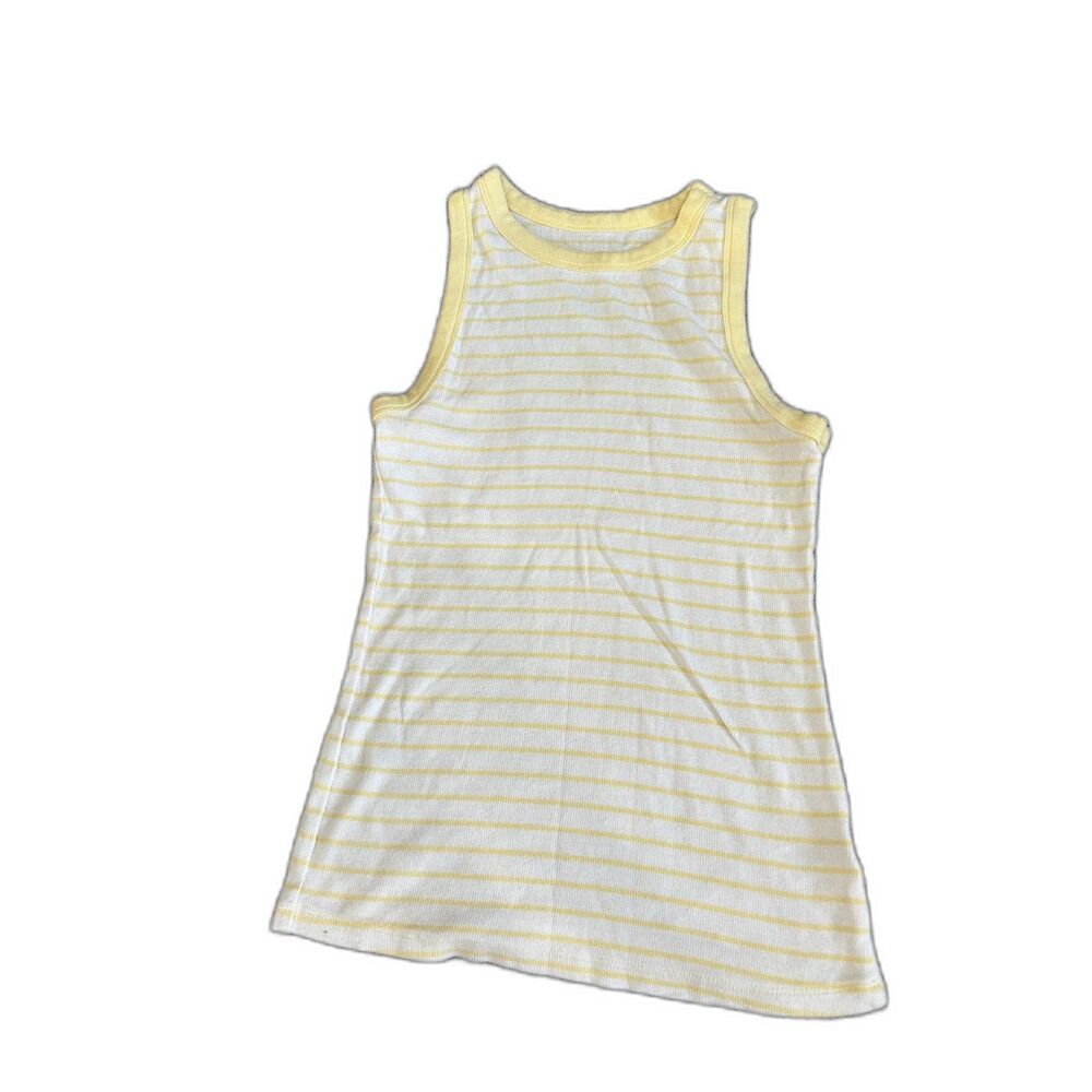 A New Day yellow and white striped sleeveless tank top M